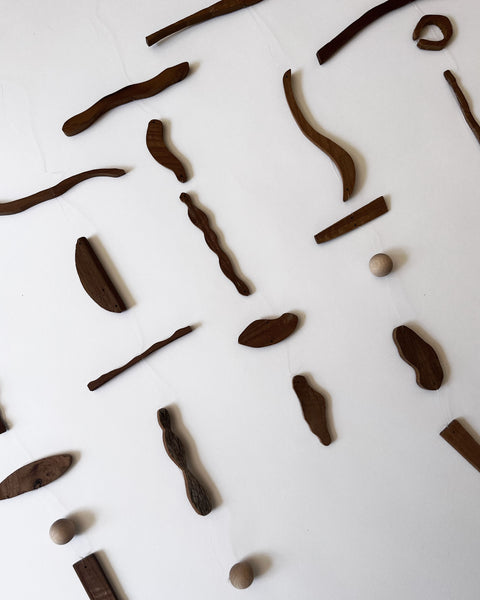Load image into Gallery viewer, Reclaimed Teak Mobiles (Raindrops, Moon, Clouds, Stars)
