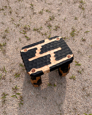 Hand Chiseled Rectangle Maple Wood Stool
