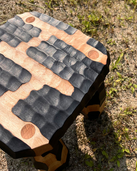 Load image into Gallery viewer, Hand Chiseled Square Maple Milking Stool