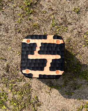 Hand Chiseled Square Maple Milking Stool