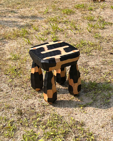 Load image into Gallery viewer, Hand Chiseled Square Maple Milking Stool