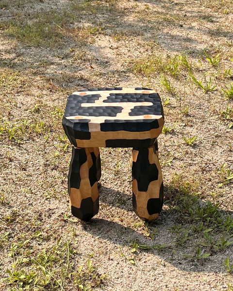 Load image into Gallery viewer, Hand Chiseled Square Maple Milking Stool