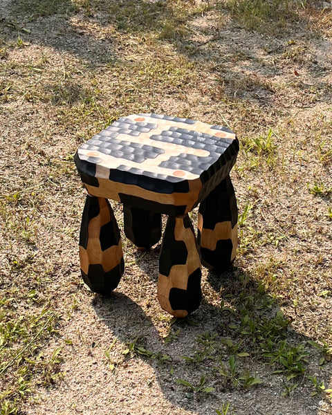 Load image into Gallery viewer, Hand Chiseled Square Maple Milking Stool