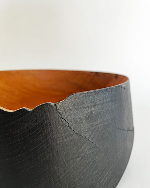 Zelkova Wood Black Lacquered Vessel (Medium)
