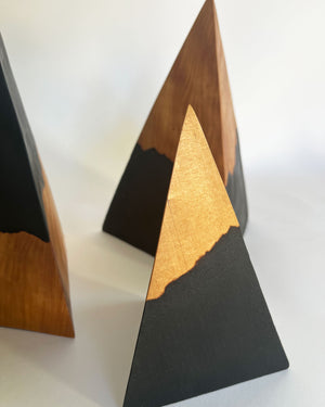 Korean Birch Half Charred "Remaining" Triangle Sculpture