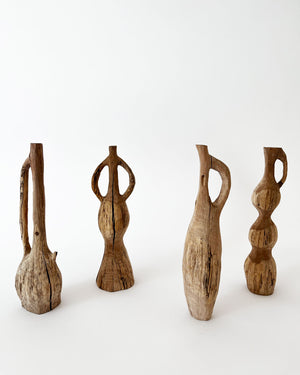 Oak Wood Whittled Vases
