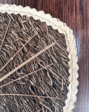 Antique Bamboo and Straw Hand Fan