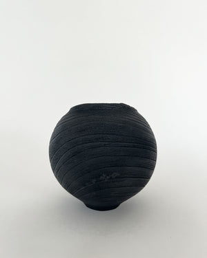 Charred Paulownia Wood Moon Jar, Medium