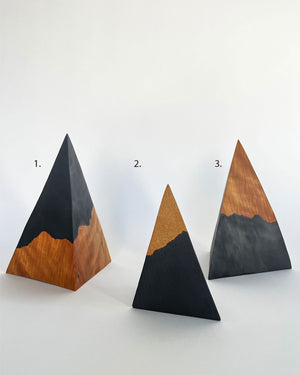 Korean Birch Half Charred "Remaining" Triangle Sculpture