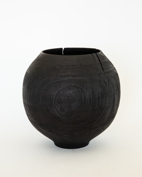 Load image into Gallery viewer, Charred Zelkova Wood Moon Jar, Large
